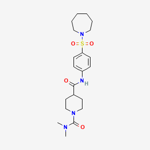 molecular formula C21H32N4O4S B5481567 N~4~-[4-(1-azepanylsulfonyl)phenyl]-N~1~,N~1~-dimethyl-1,4-piperidinedicarboxamide 