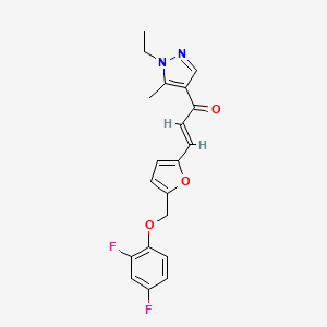 molecular formula C20H18F2N2O3 B5481574 3-{5-[(2,4-difluorophenoxy)methyl]-2-furyl}-1-(1-ethyl-5-methyl-1H-pyrazol-4-yl)-2-propen-1-one 