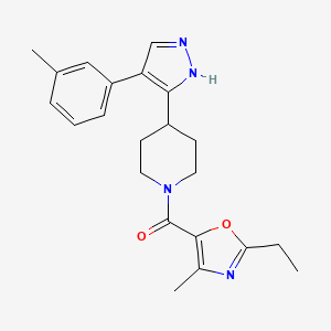 molecular formula C22H26N4O2 B5481716 1-[(2-ethyl-4-methyl-1,3-oxazol-5-yl)carbonyl]-4-[4-(3-methylphenyl)-1H-pyrazol-5-yl]piperidine 