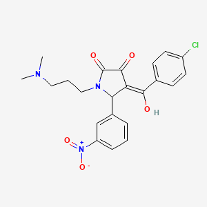 molecular formula C22H22ClN3O5 B5481795 4-(4-chlorobenzoyl)-1-[3-(dimethylamino)propyl]-3-hydroxy-5-(3-nitrophenyl)-1,5-dihydro-2H-pyrrol-2-one 