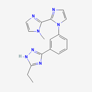 molecular formula C17H17N7 B5481837 1-[3-(5-ethyl-4H-1,2,4-triazol-3-yl)phenyl]-1'-methyl-1H,1'H-2,2'-biimidazole 