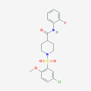 molecular formula C19H20ClFN2O4S B5481887 1-[(5-chloro-2-methoxyphenyl)sulfonyl]-N-(2-fluorophenyl)-4-piperidinecarboxamide 