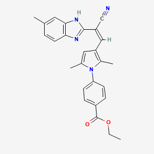 molecular formula C26H24N4O2 B5481953 ethyl 4-{3-[2-cyano-2-(5-methyl-1H-benzimidazol-2-yl)vinyl]-2,5-dimethyl-1H-pyrrol-1-yl}benzoate 