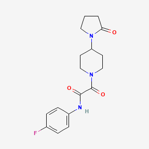 molecular formula C17H20FN3O3 B5482002 N-(4-fluorophenyl)-2-oxo-2-[4-(2-oxopyrrolidin-1-yl)piperidin-1-yl]acetamide 