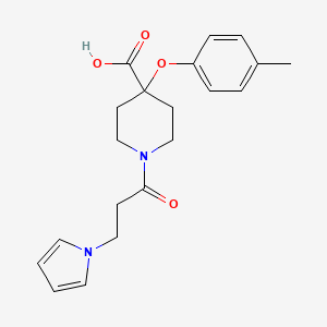 molecular formula C20H24N2O4 B5482015 4-(4-methylphenoxy)-1-[3-(1H-pyrrol-1-yl)propanoyl]piperidine-4-carboxylic acid 