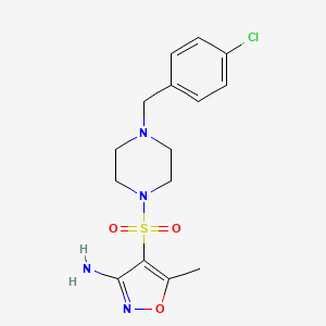 molecular formula C15H19ClN4O3S B5482019 4-{[4-(4-chlorobenzyl)-1-piperazinyl]sulfonyl}-5-methyl-3-isoxazolamine 