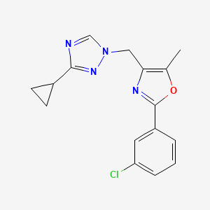 molecular formula C16H15ClN4O B5482084 1-{[2-(3-chlorophenyl)-5-methyl-1,3-oxazol-4-yl]methyl}-3-cyclopropyl-1H-1,2,4-triazole 