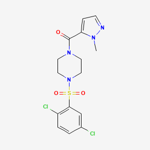 molecular formula C15H16Cl2N4O3S B5482111 1-[(2,5-dichlorophenyl)sulfonyl]-4-[(1-methyl-1H-pyrazol-5-yl)carbonyl]piperazine 