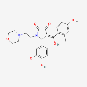 molecular formula C26H30N2O7 B5482136 3-hydroxy-5-(4-hydroxy-3-methoxyphenyl)-4-(4-methoxy-2-methylbenzoyl)-1-[2-(4-morpholinyl)ethyl]-1,5-dihydro-2H-pyrrol-2-one 