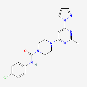 molecular formula C19H20ClN7O B5482171 N-(4-chlorophenyl)-4-[2-methyl-6-(1H-pyrazol-1-yl)-4-pyrimidinyl]-1-piperazinecarboxamide 