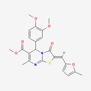 molecular formula C23H22N2O6S B5482206 methyl 5-(3,4-dimethoxyphenyl)-7-methyl-2-[(5-methyl-2-furyl)methylene]-3-oxo-2,3-dihydro-5H-[1,3]thiazolo[3,2-a]pyrimidine-6-carboxylate 