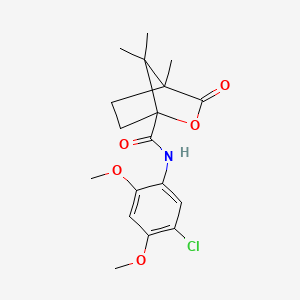 molecular formula C18H22ClNO5 B5482223 N-(5-chloro-2,4-dimethoxyphenyl)-4,7,7-trimethyl-3-oxo-2-oxabicyclo[2.2.1]heptane-1-carboxamide 