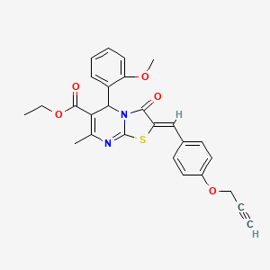 molecular formula C27H24N2O5S B5482237 ethyl 5-(2-methoxyphenyl)-7-methyl-3-oxo-2-[4-(2-propyn-1-yloxy)benzylidene]-2,3-dihydro-5H-[1,3]thiazolo[3,2-a]pyrimidine-6-carboxylate 