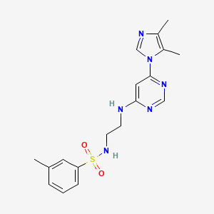 molecular formula C18H22N6O2S B5482246 N-(2-{[6-(4,5-dimethyl-1H-imidazol-1-yl)-4-pyrimidinyl]amino}ethyl)-3-methylbenzenesulfonamide 