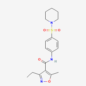 molecular formula C18H23N3O4S B5482272 3-ethyl-5-methyl-N-[4-(1-piperidinylsulfonyl)phenyl]-4-isoxazolecarboxamide 