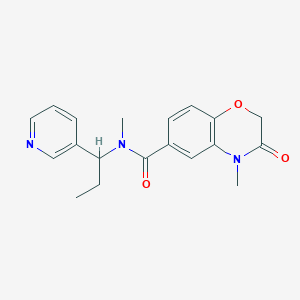 molecular formula C19H21N3O3 B5482354 N,4-dimethyl-3-oxo-N-(1-pyridin-3-ylpropyl)-3,4-dihydro-2H-1,4-benzoxazine-6-carboxamide 