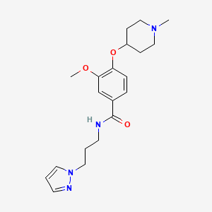 molecular formula C20H28N4O3 B5482361 3-methoxy-4-[(1-methyl-4-piperidinyl)oxy]-N-[3-(1H-pyrazol-1-yl)propyl]benzamide 