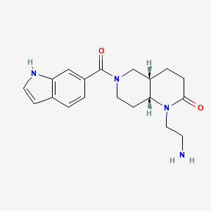 molecular formula C19H24N4O2 B5482369 rel-(4aS,8aR)-1-(2-aminoethyl)-6-(1H-indol-6-ylcarbonyl)octahydro-1,6-naphthyridin-2(1H)-one hydrochloride 