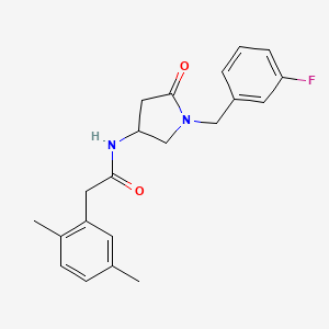 molecular formula C21H23FN2O2 B5482373 2-(2,5-dimethylphenyl)-N-[1-(3-fluorobenzyl)-5-oxopyrrolidin-3-yl]acetamide 