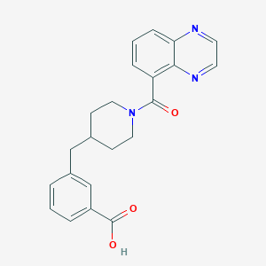 molecular formula C22H21N3O3 B5482394 3-{[1-(5-quinoxalinylcarbonyl)-4-piperidinyl]methyl}benzoic acid 