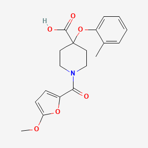 1-(5-methoxy-2-furoyl)-4-(2-methylphenoxy)piperidine-4-carboxylic acid