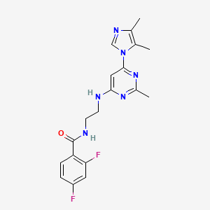 molecular formula C19H20F2N6O B5482506 N-(2-{[6-(4,5-dimethyl-1H-imidazol-1-yl)-2-methyl-4-pyrimidinyl]amino}ethyl)-2,4-difluorobenzamide 