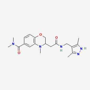 molecular formula C20H27N5O3 B5482513 3-(2-{[(3,5-dimethyl-1H-pyrazol-4-yl)methyl]amino}-2-oxoethyl)-N,N,4-trimethyl-3,4-dihydro-2H-1,4-benzoxazine-6-carboxamide 