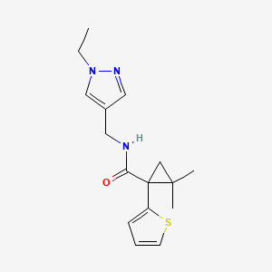 molecular formula C16H21N3OS B5482556 N-[(1-ethyl-1H-pyrazol-4-yl)methyl]-2,2-dimethyl-1-(2-thienyl)cyclopropanecarboxamide 