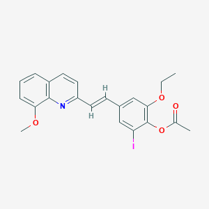molecular formula C22H20INO4 B5482579 2-ethoxy-6-iodo-4-[2-(8-methoxy-2-quinolinyl)vinyl]phenyl acetate 