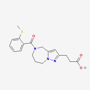 molecular formula C18H21N3O3S B5482591 3-{5-[2-(methylthio)benzoyl]-5,6,7,8-tetrahydro-4H-pyrazolo[1,5-a][1,4]diazepin-2-yl}propanoic acid 