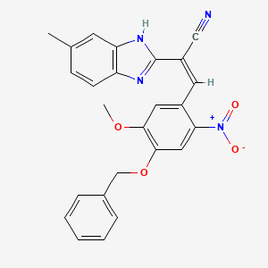 molecular formula C25H20N4O4 B5482616 3-[4-(benzyloxy)-5-methoxy-2-nitrophenyl]-2-(5-methyl-1H-benzimidazol-2-yl)acrylonitrile 