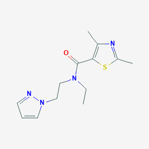 molecular formula C13H18N4OS B5482636 N-ethyl-2,4-dimethyl-N-[2-(1H-pyrazol-1-yl)ethyl]-1,3-thiazole-5-carboxamide 