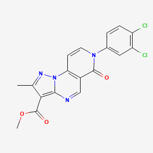 molecular formula C18H12Cl2N4O3 B5482672 methyl 7-(3,4-dichlorophenyl)-2-methyl-6-oxo-6,7-dihydropyrazolo[1,5-a]pyrido[3,4-e]pyrimidine-3-carboxylate 