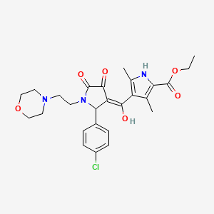 molecular formula C26H30ClN3O6 B5482772 ethyl 4-({2-(4-chlorophenyl)-4-hydroxy-1-[2-(4-morpholinyl)ethyl]-5-oxo-2,5-dihydro-1H-pyrrol-3-yl}carbonyl)-3,5-dimethyl-1H-pyrrole-2-carboxylate 