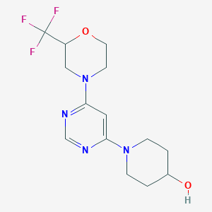 molecular formula C14H19F3N4O2 B5482798 1-{6-[2-(trifluoromethyl)morpholin-4-yl]pyrimidin-4-yl}piperidin-4-ol 