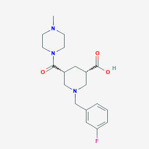 molecular formula C19H26FN3O3 B5482820 (3S*,5R*)-1-(3-fluorobenzyl)-5-[(4-methyl-1-piperazinyl)carbonyl]-3-piperidinecarboxylic acid 