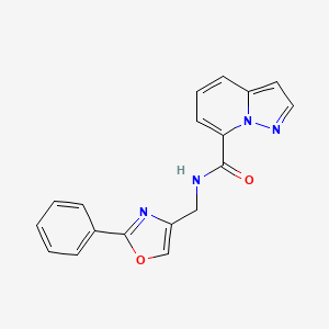 molecular formula C18H14N4O2 B5482848 N-[(2-phenyl-1,3-oxazol-4-yl)methyl]pyrazolo[1,5-a]pyridine-7-carboxamide 