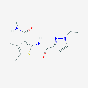 molecular formula C13H16N4O2S B5482850 N-[3-(aminocarbonyl)-4,5-dimethyl-2-thienyl]-1-ethyl-1H-pyrazole-3-carboxamide 