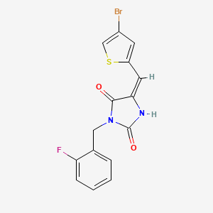 molecular formula C15H10BrFN2O2S B5482892 5-[(4-bromo-2-thienyl)methylene]-3-(2-fluorobenzyl)-2,4-imidazolidinedione 
