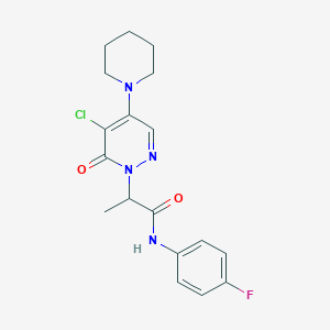molecular formula C18H20ClFN4O2 B5482901 2-[5-chloro-6-oxo-4-(1-piperidinyl)-1(6H)-pyridazinyl]-N-(4-fluorophenyl)propanamide 