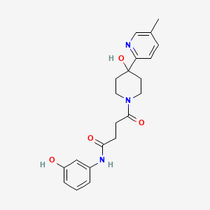 molecular formula C21H25N3O4 B5482958 4-[4-hydroxy-4-(5-methylpyridin-2-yl)piperidin-1-yl]-N-(3-hydroxyphenyl)-4-oxobutanamide 