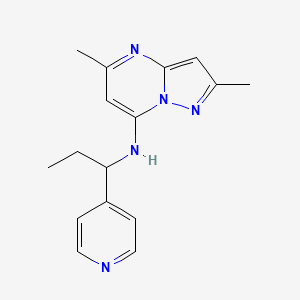 molecular formula C16H19N5 B5482980 2,5-dimethyl-N-[1-(4-pyridinyl)propyl]pyrazolo[1,5-a]pyrimidin-7-amine 