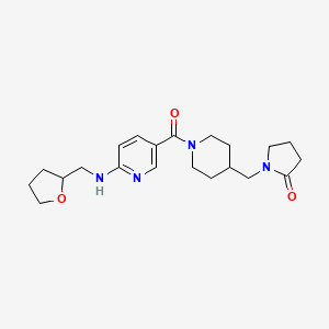 molecular formula C21H30N4O3 B5483003 1-{[1-({6-[(tetrahydrofuran-2-ylmethyl)amino]pyridin-3-yl}carbonyl)piperidin-4-yl]methyl}pyrrolidin-2-one 