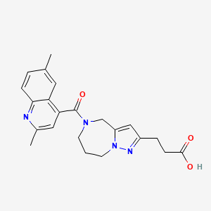 molecular formula C22H24N4O3 B5483010 3-{5-[(2,6-二甲基-4-喹啉基)羰基]-5,6,7,8-四氢-4H-吡唑并[1,5-a][1,4]二氮杂卓-2-基}丙酸 