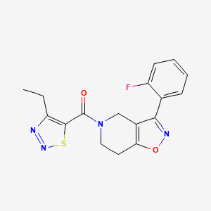 molecular formula C17H15FN4O2S B5483017 5-[(4-ethyl-1,2,3-thiadiazol-5-yl)carbonyl]-3-(2-fluorophenyl)-4,5,6,7-tetrahydroisoxazolo[4,5-c]pyridine 