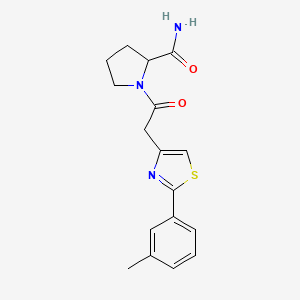 molecular formula C17H19N3O2S B5483057 1-{[2-(3-methylphenyl)-1,3-thiazol-4-yl]acetyl}prolinamide 