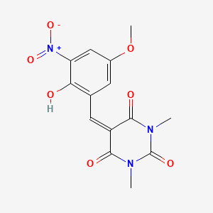 molecular formula C14H13N3O7 B5483088 5-(2-hydroxy-5-methoxy-3-nitrobenzylidene)-1,3-dimethyl-2,4,6(1H,3H,5H)-pyrimidinetrione 