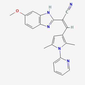 molecular formula C22H19N5O B5483136 3-[2,5-dimethyl-1-(2-pyridinyl)-1H-pyrrol-3-yl]-2-(5-methoxy-1H-benzimidazol-2-yl)acrylonitrile 