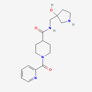 molecular formula C17H24N4O3 B5483193 N-[(3-hydroxy-3-pyrrolidinyl)methyl]-1-(2-pyridinylcarbonyl)-4-piperidinecarboxamide 