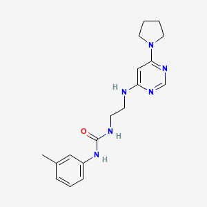 molecular formula C18H24N6O B5483226 N-(3-methylphenyl)-N'-(2-{[6-(1-pyrrolidinyl)-4-pyrimidinyl]amino}ethyl)urea 